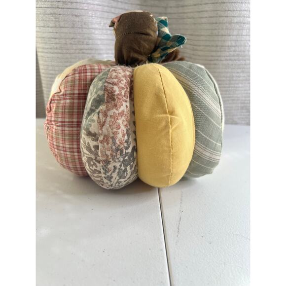 3 Fabric Handmade Fall Pumpkins 8x6 inch new condition Fall Winter Table Decore - Picture 7 of 11